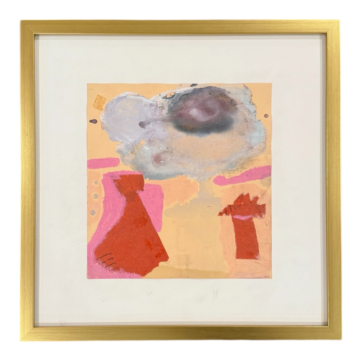 "M.C.K.'s Myth Birthday "Abstract Mixed Media in Pinks and Peach Custom Framed