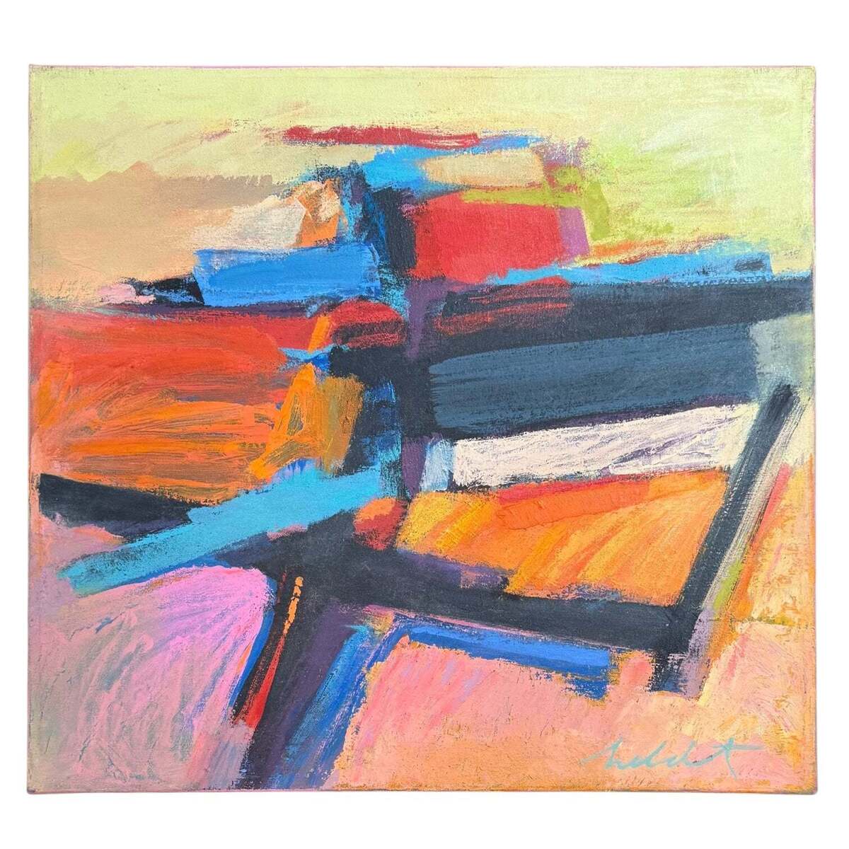 Vibrantly Colorful Abstract Expressionist Oil Painting