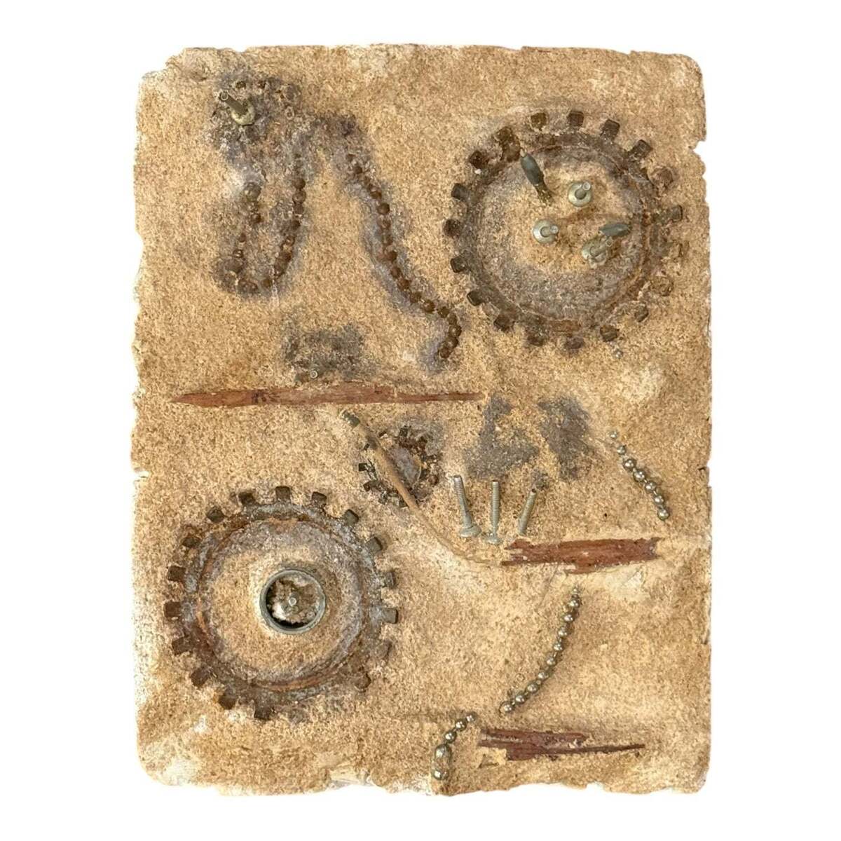 Abstract Plaster and Metal Hanging Sculpture Assemblage