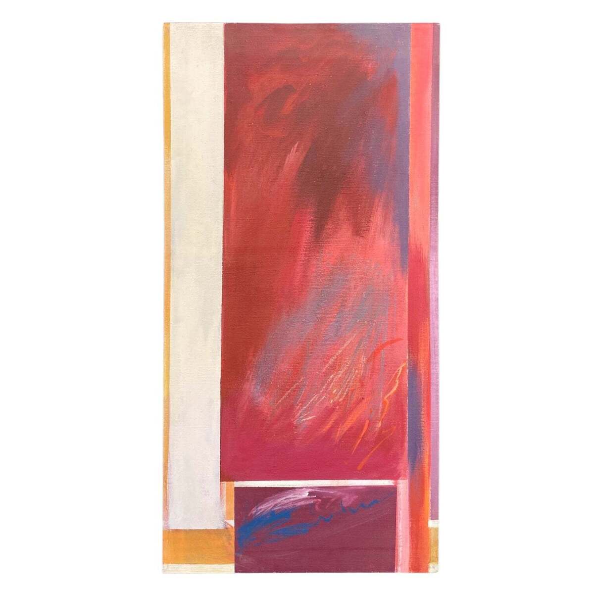 Geometric Painting with Gestural Mark-Making in Reds