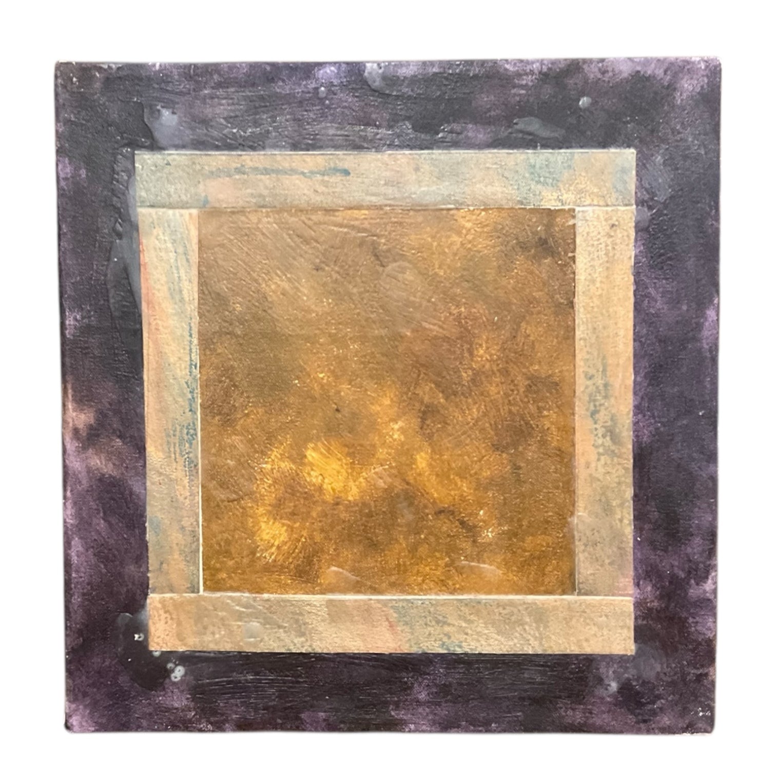 "North and South" Mixed Media on Canvas in Ochre and Plum