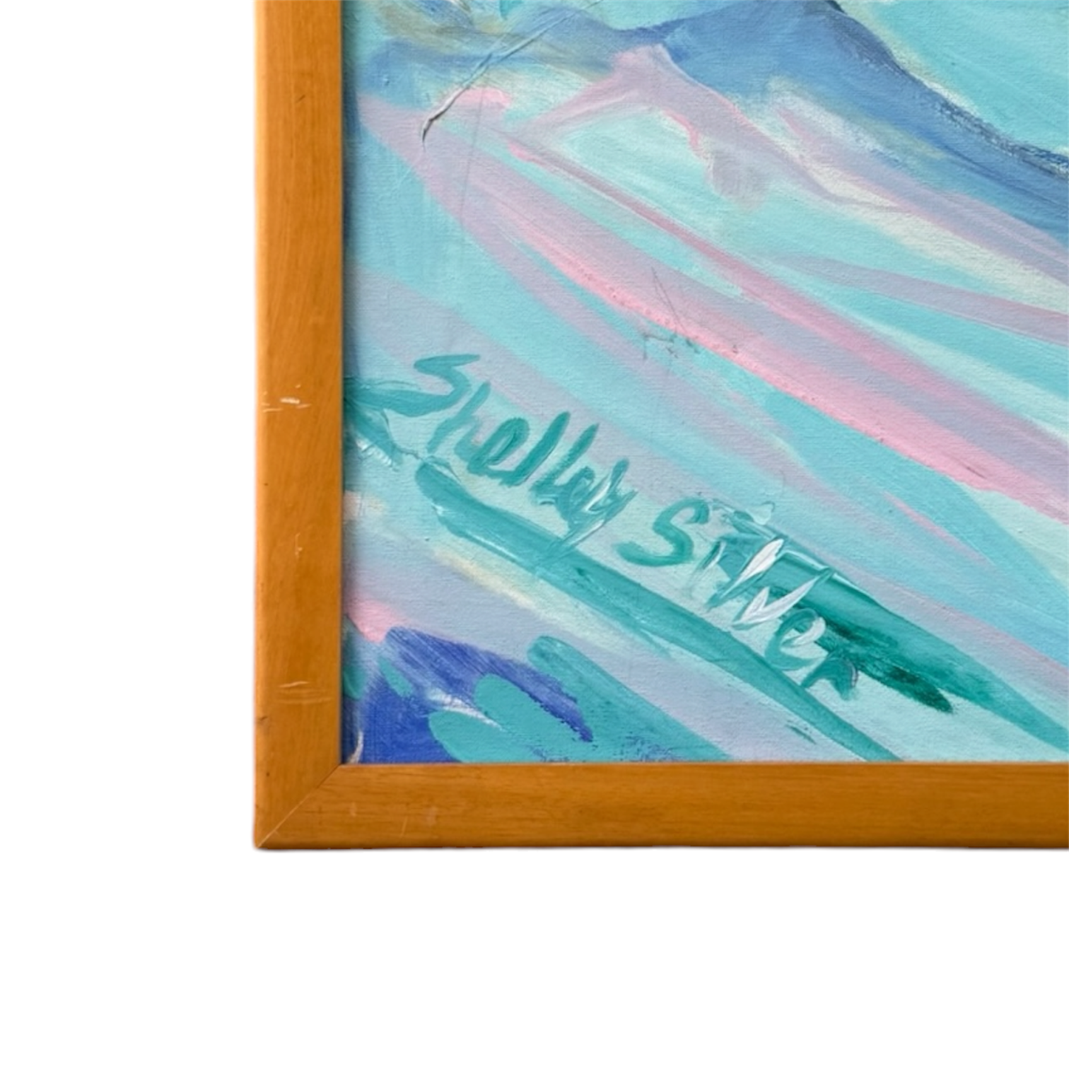 Vintage Oversized Reclining Male Nude on Blue Blanket Original Frame