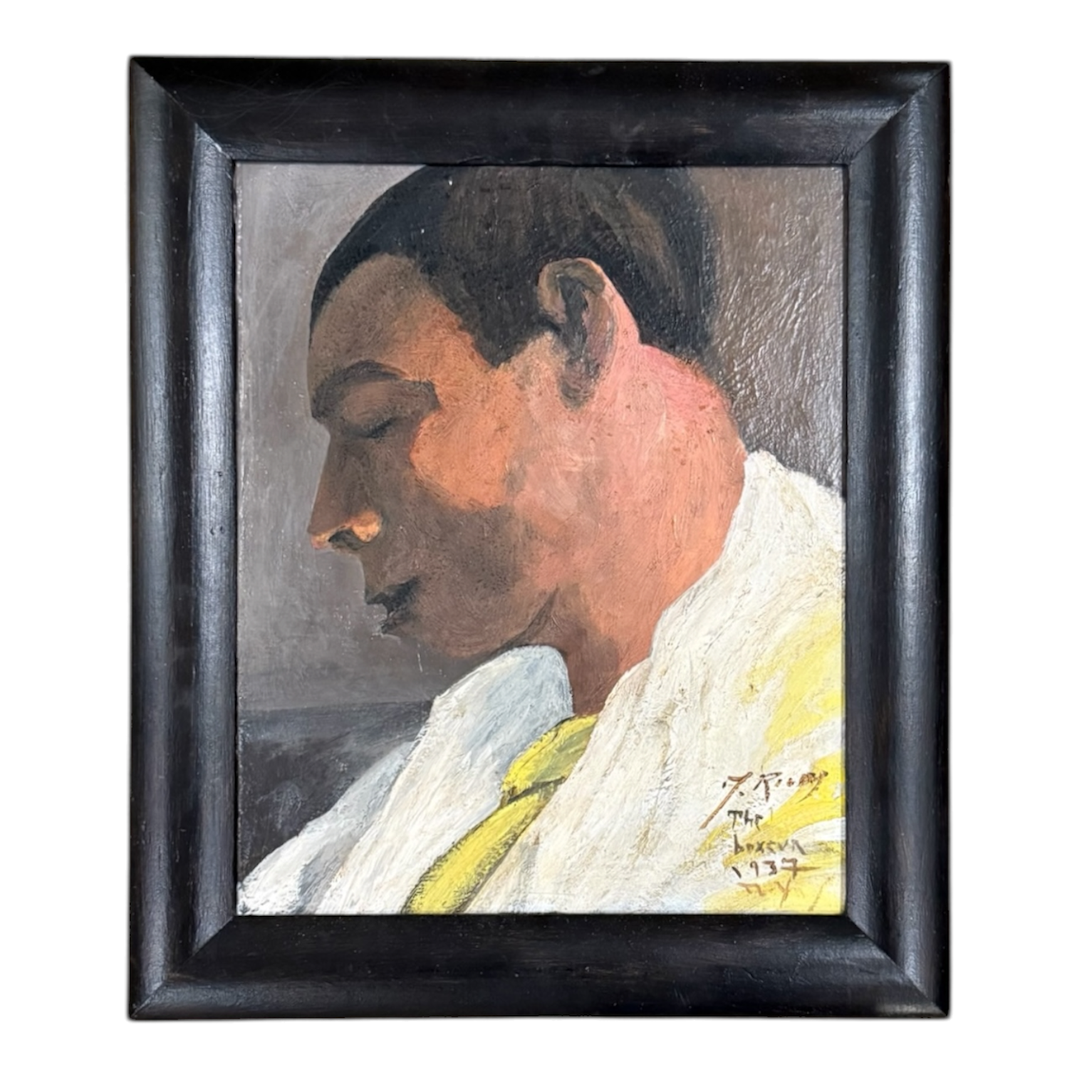 "The Boxer" 1937 Oil Portrait Framed in Black