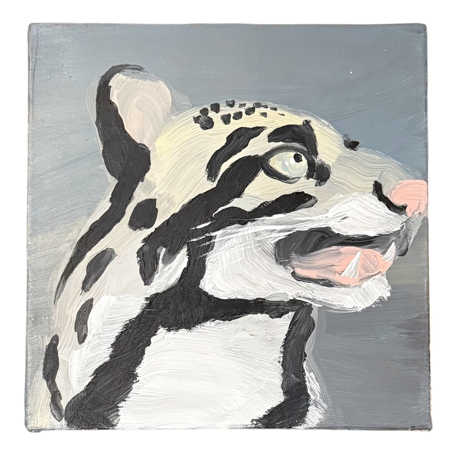 Painterly Portrait of Leopard on Gray Ground