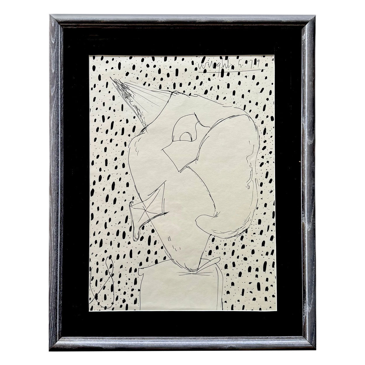 1979 Abstract Ink on Paper Presented in Original Frame