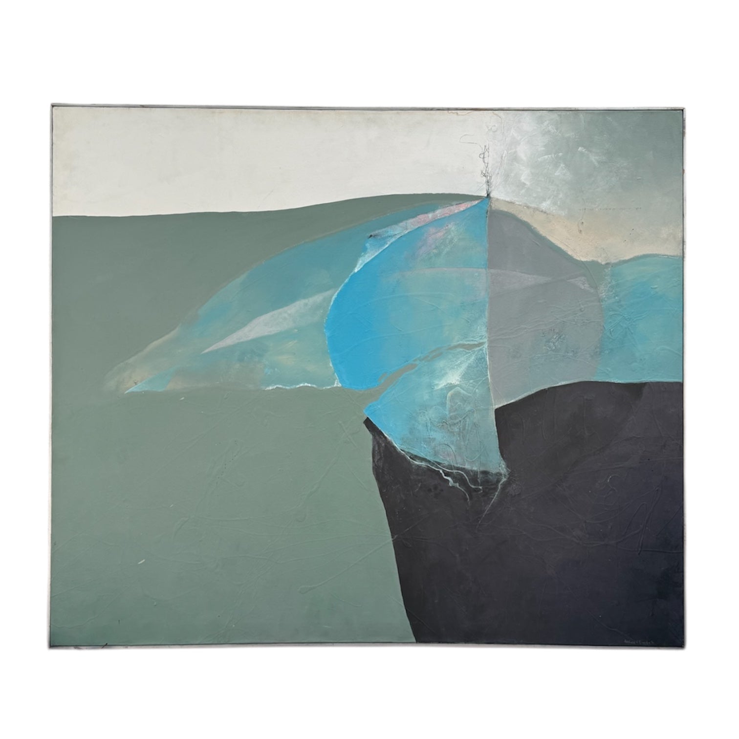 Large Biormorphic Abstract on Canvas Greens, Blues and Black