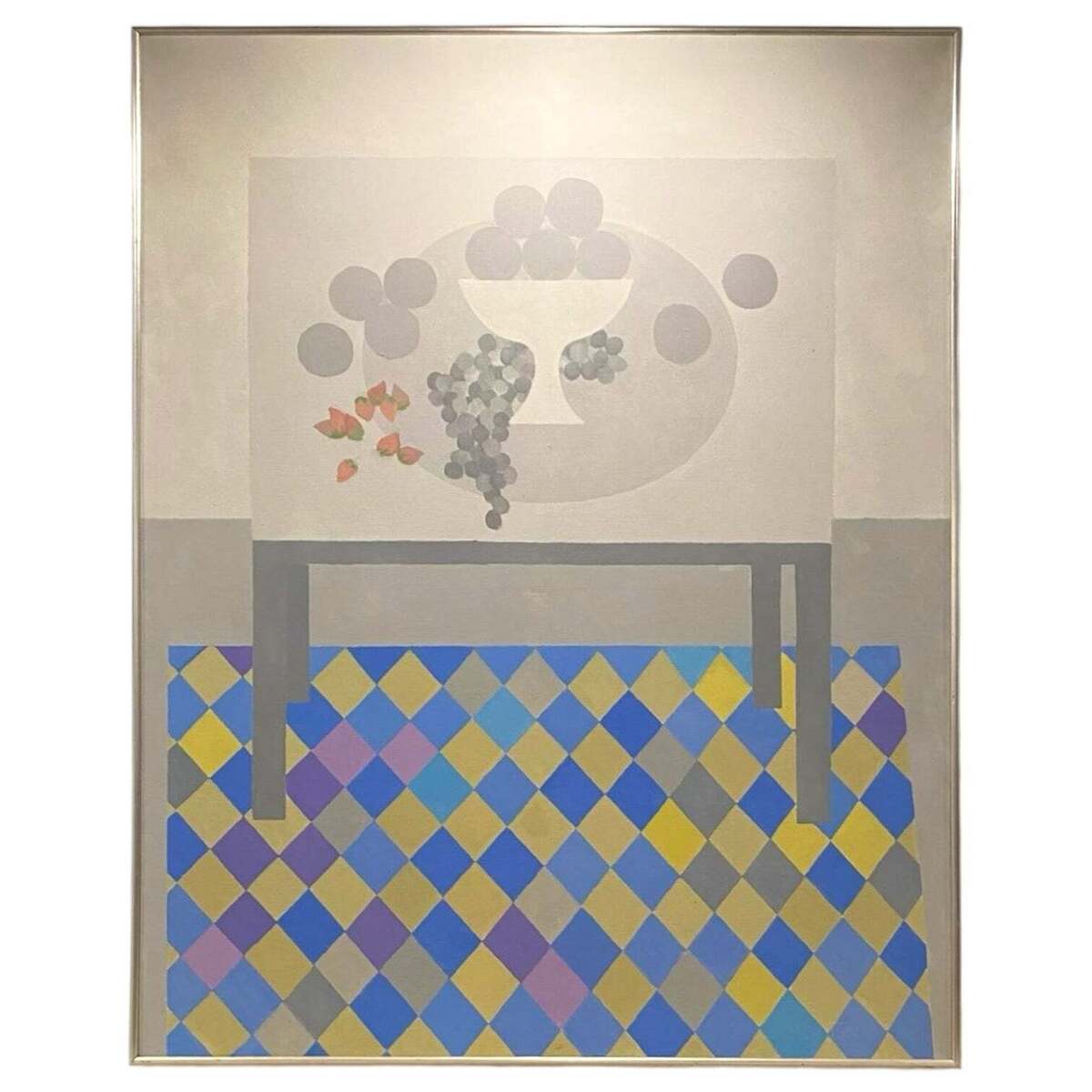 Vintage Interior Room Scene in Original Chrome-look Frame