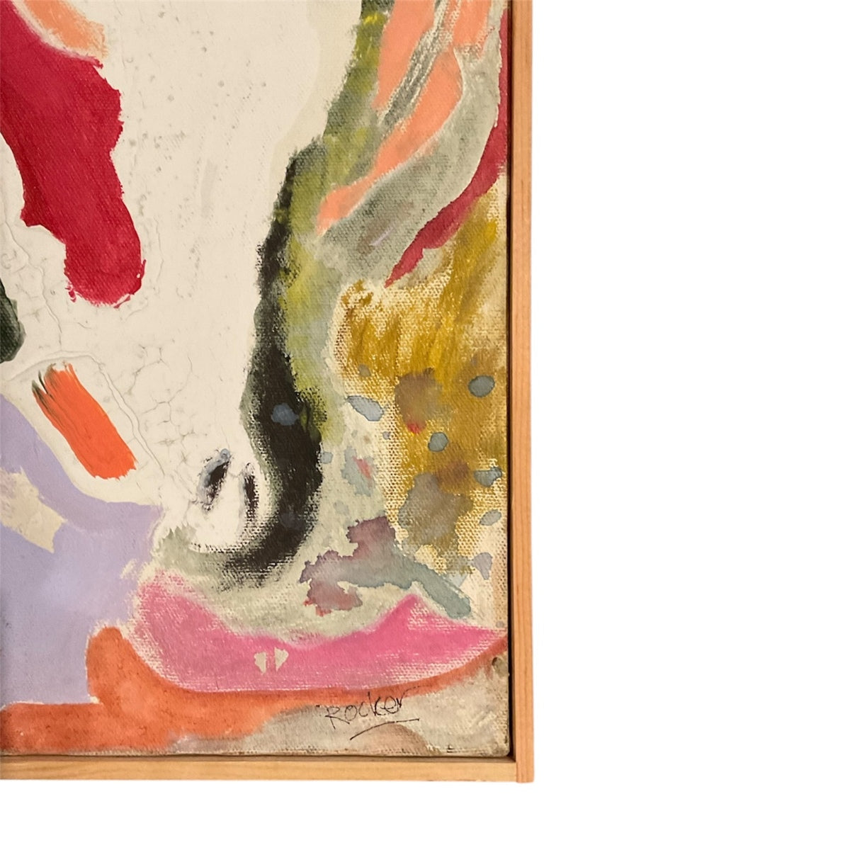 Vintage Abstract Expressionist Painting in Custom Wood Frame