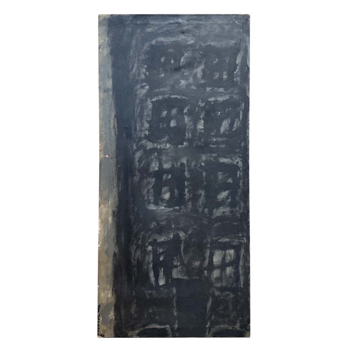 Abstract Oil Painting of a Building in Dark Hues