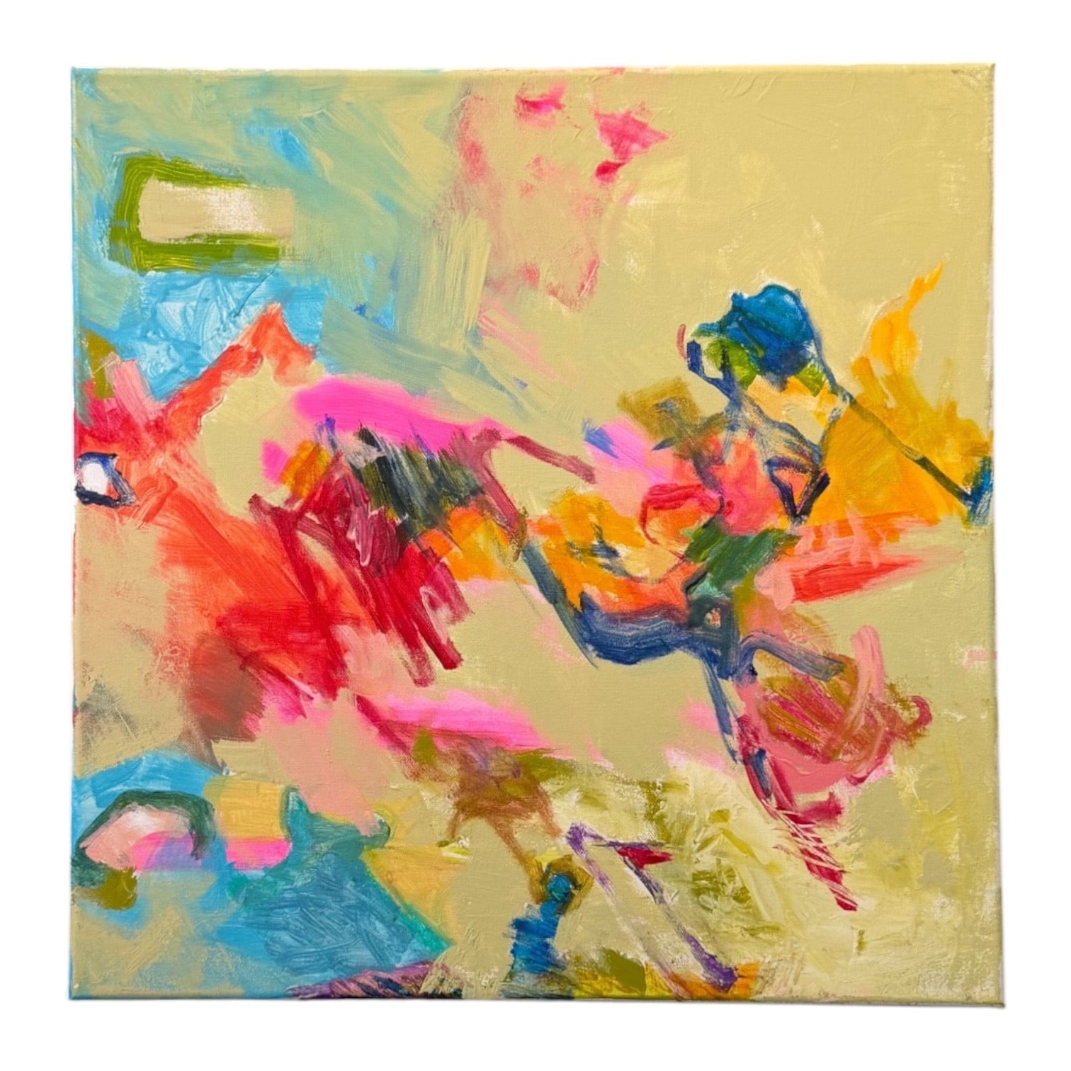 Energetic Abstract Expressionist Painting in Vibrant Colors