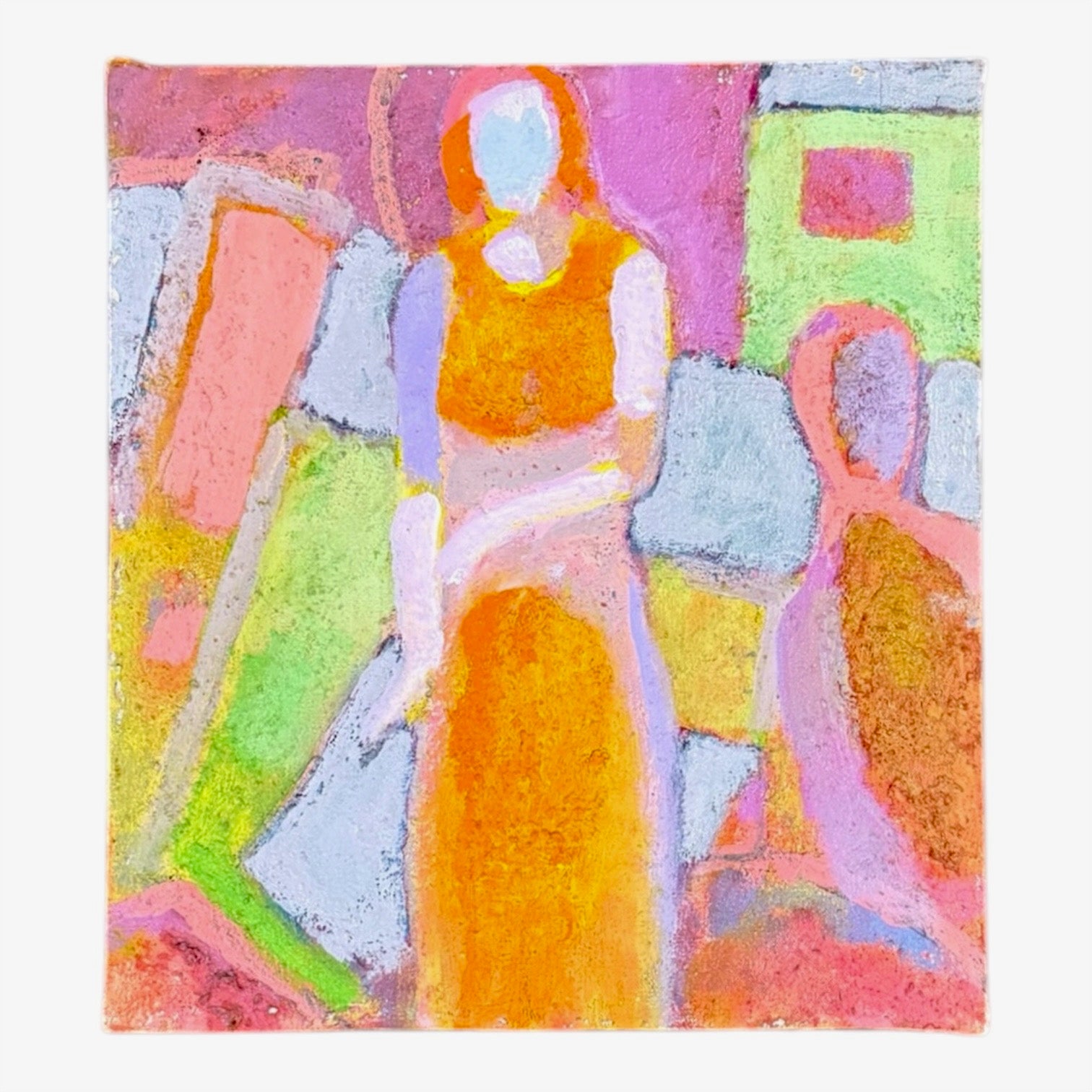 Saturated Textural Painting of Two Women in a Landscape