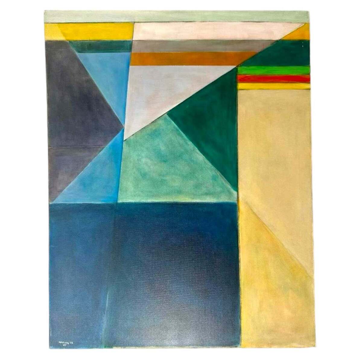 Vividly Colorful Abstract Painting in the Manner of Diebenkorn