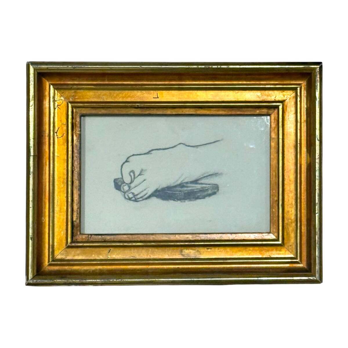 Vintage Line Drawing of a Foot in a 19th Century Gilt Wood Frame