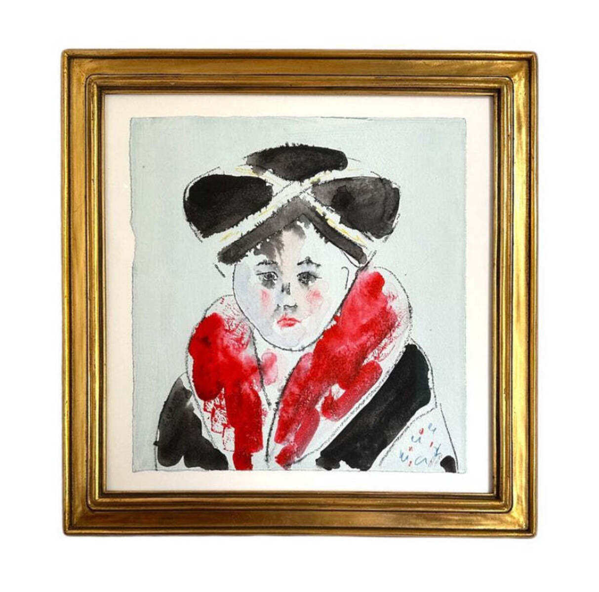 Portrait of Frida Kahlo Presented in Antique Gilt Frame