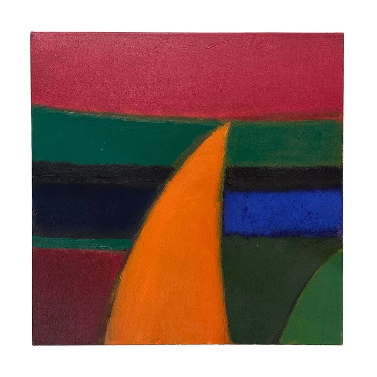 Minimalist Abstract Landscape with Orange Road