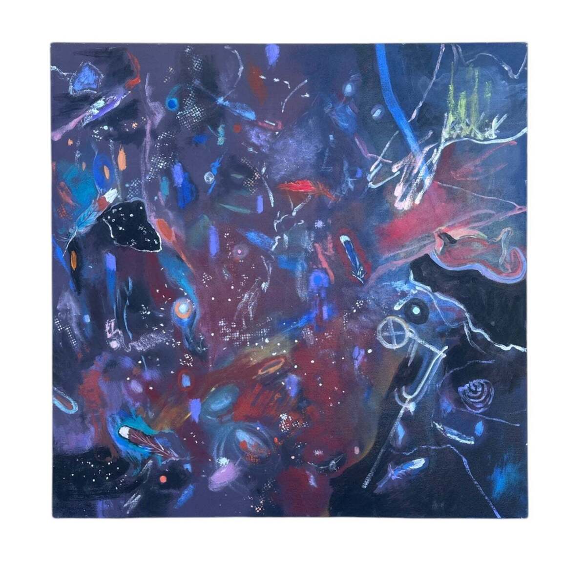 Black Painting with Gestural Mark-Making in the Manner of Cy Twombly