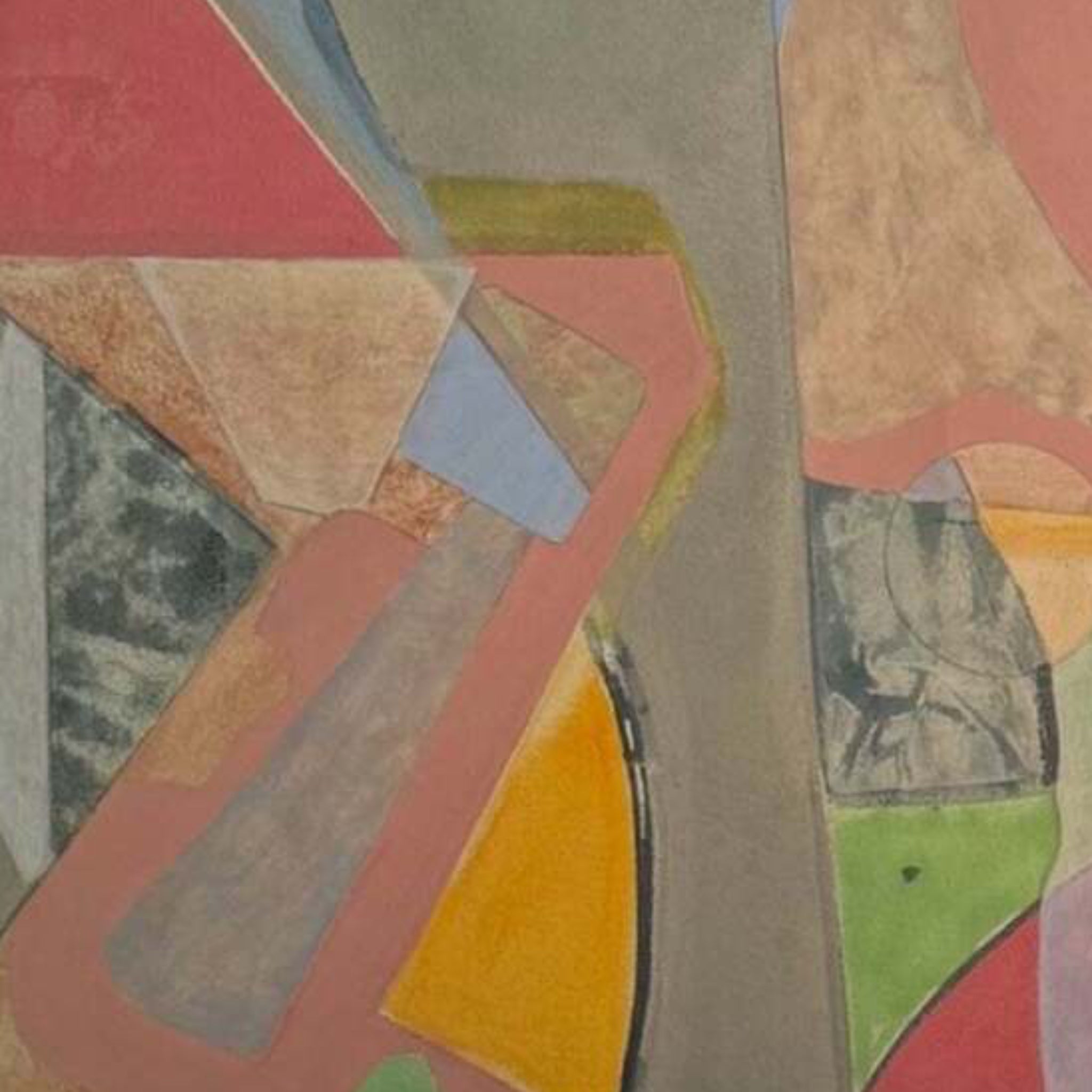 Color Block Abstract in Pinks Yellows and Lilacs