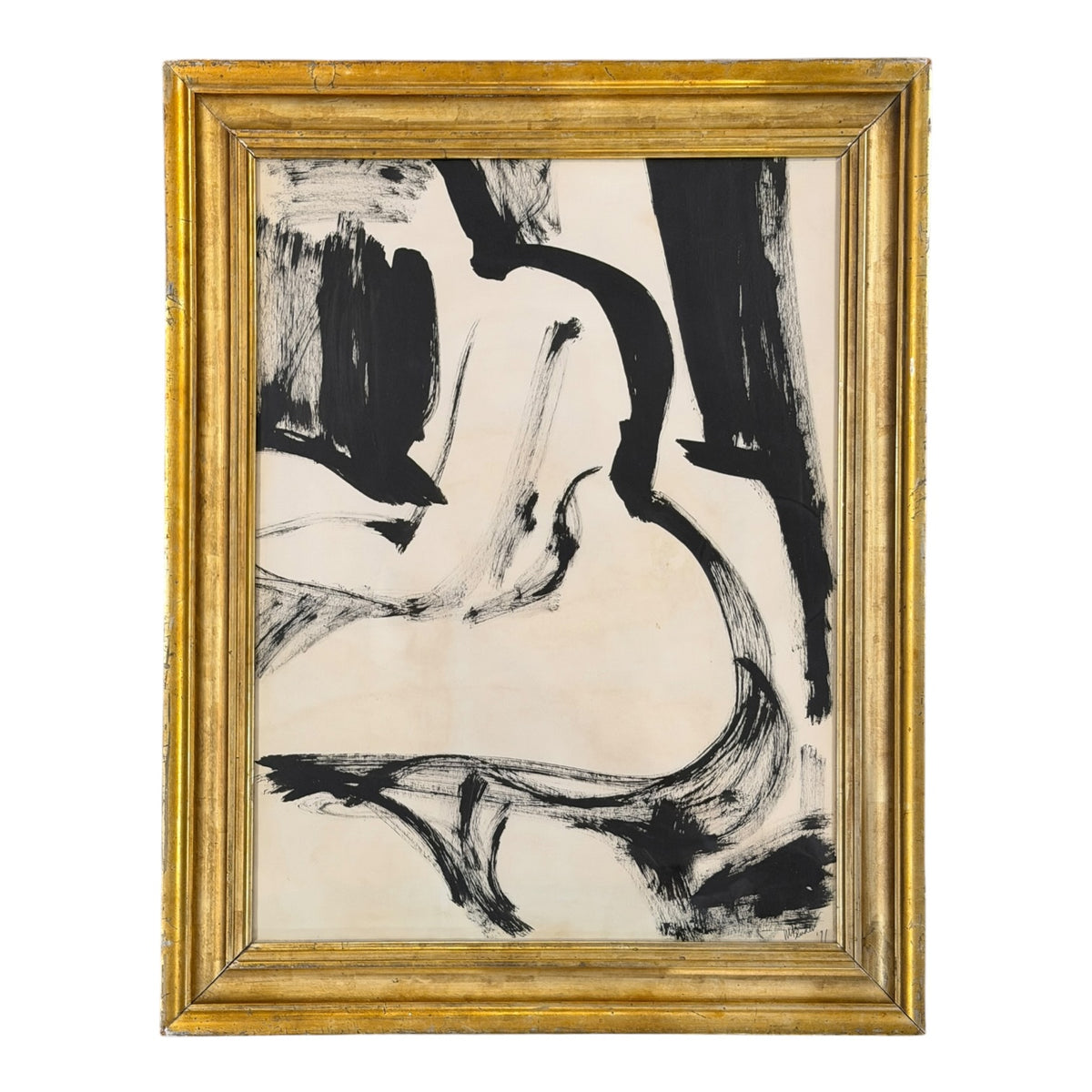 Gestural Figurative Painting in 19th Century Gilt Frame