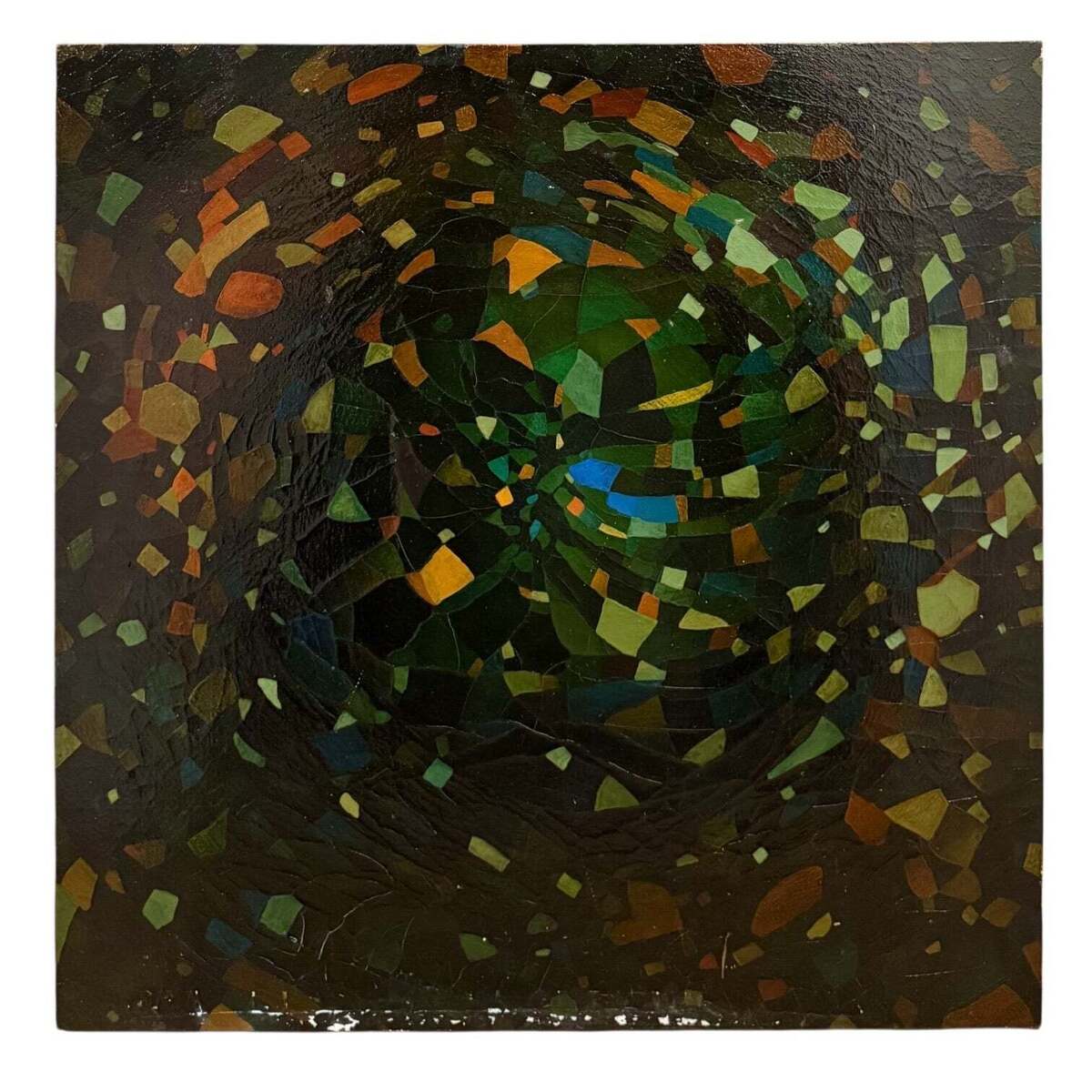 Brightly Colored Geometric Painting on Black