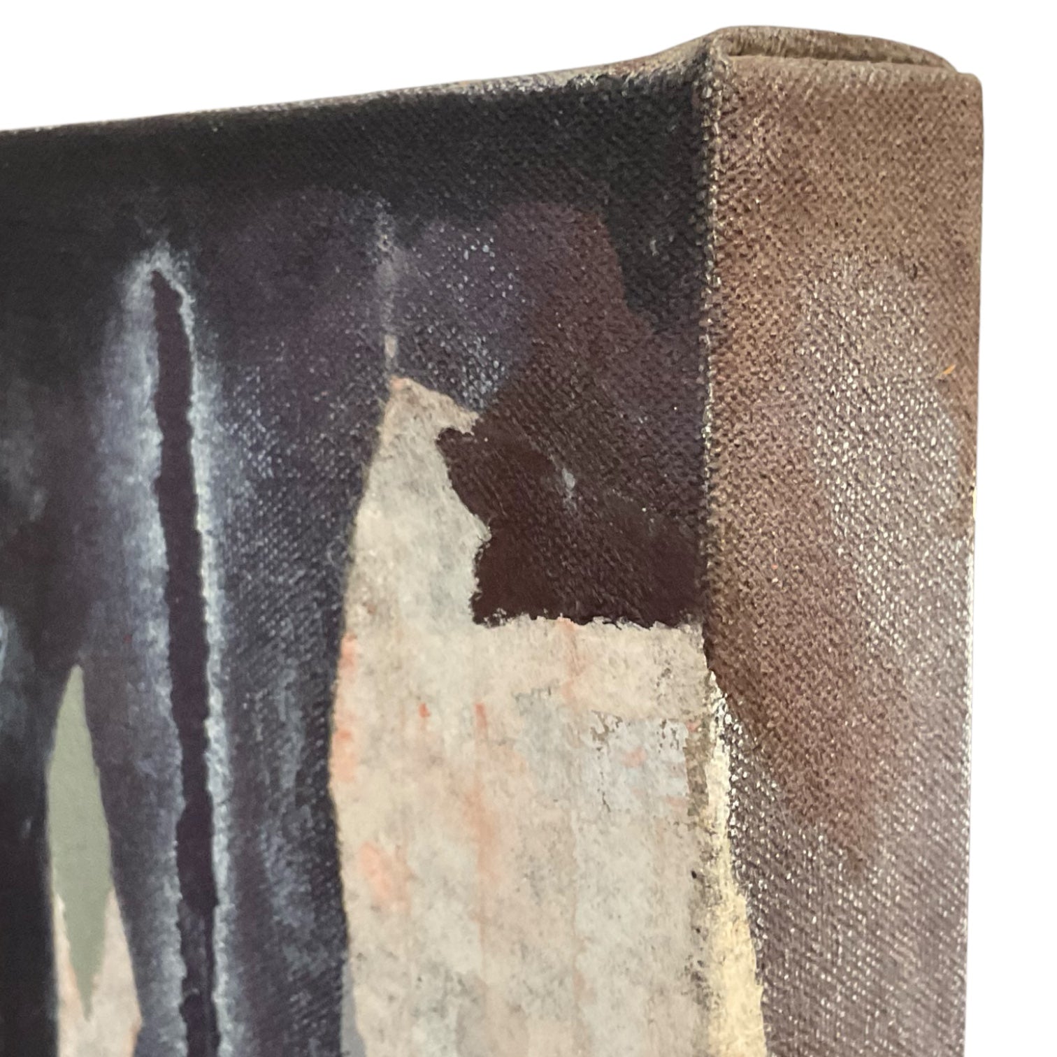 Vintage Figurative Abstract Oil Painting in Rose, Black and Blue