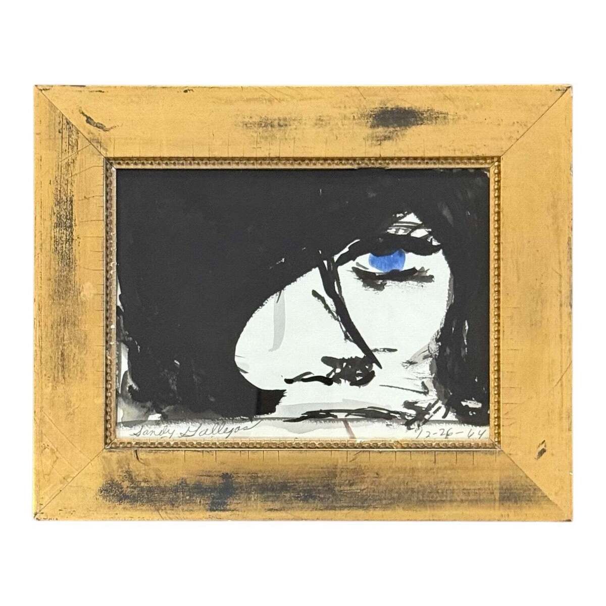 Bold High Contrast Modernist Portrait in 19th Century Gilt Frame
